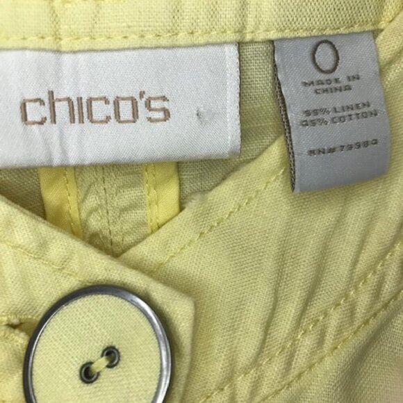 Chicos Women's Blazer/Jacket Pale Yellow Linen Lightweight Big Button Size Small - Picture 8 of 11